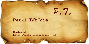 Petki Tícia névjegykártya